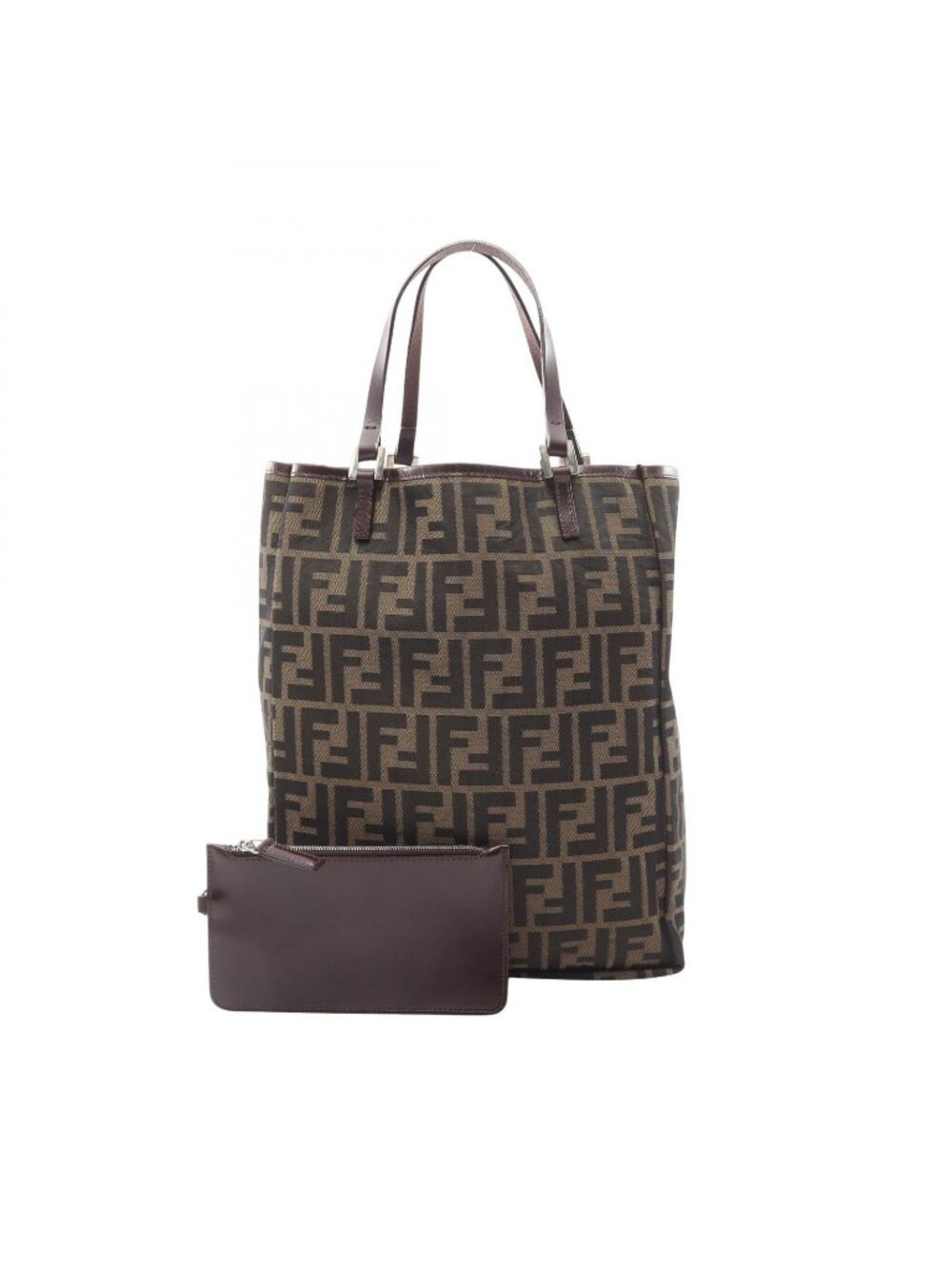 Fendi Tote Bag Zucca Brown Canvas Leather
